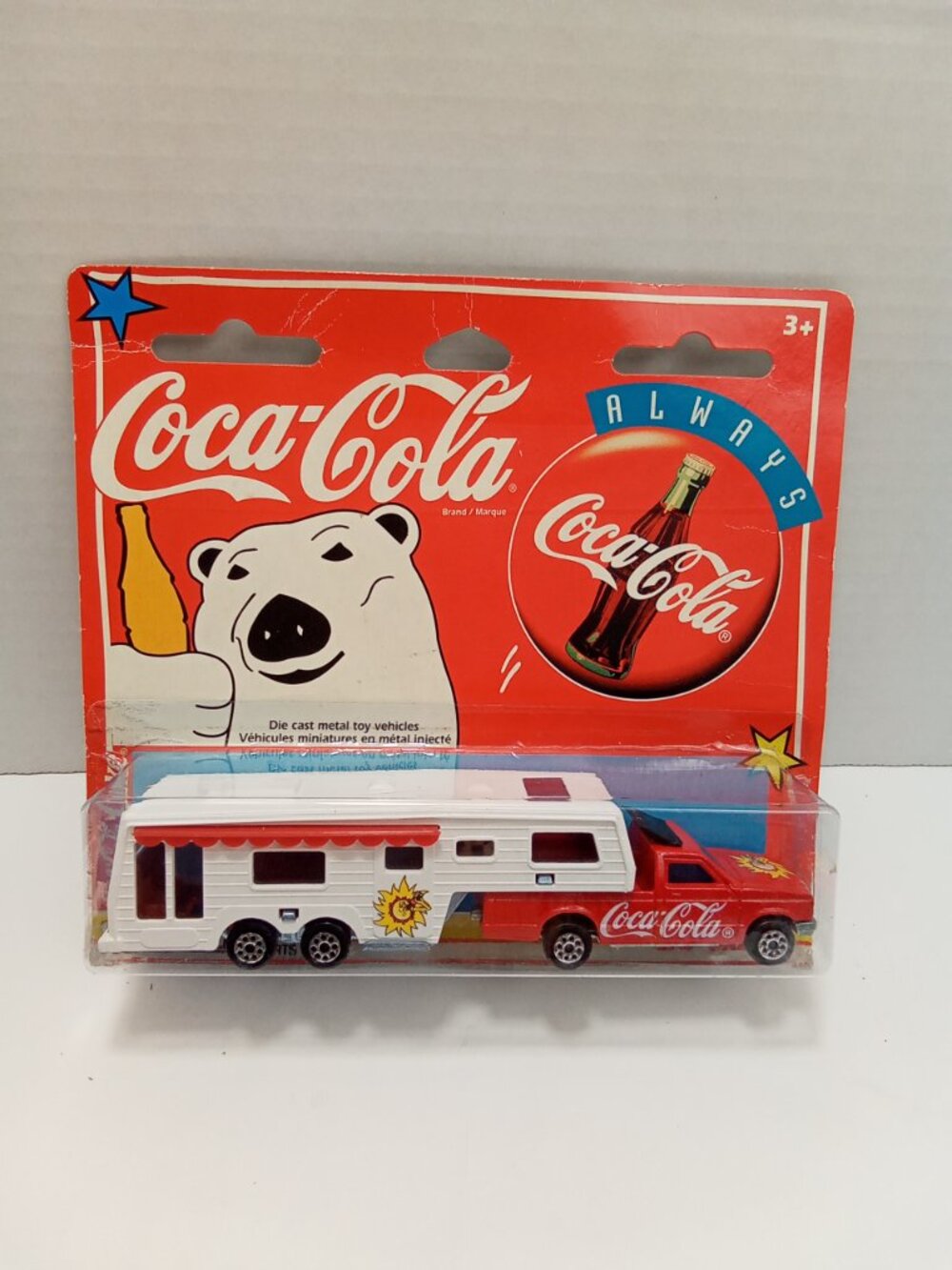 Vintage 1990s Majorette Coca Cola Pickup Truck Camper RV Trailer New Sealed NIP